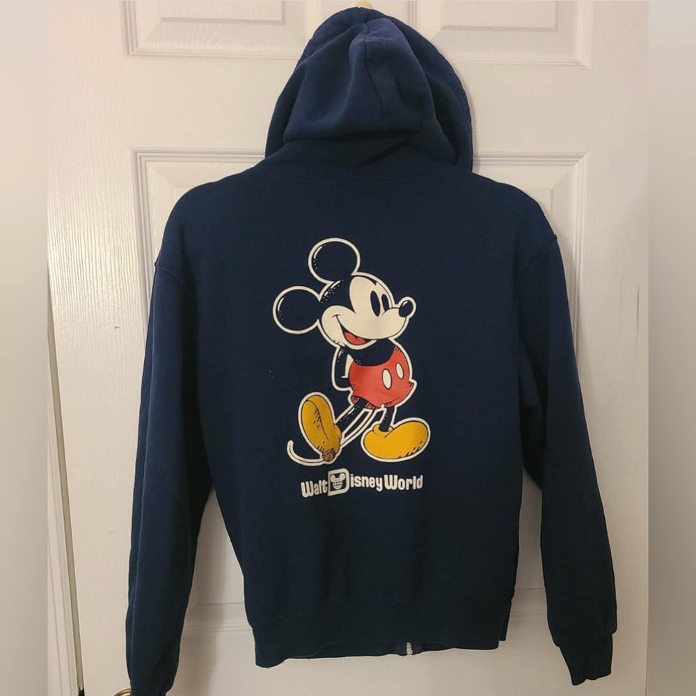 Disney Men's Zip-Up Hoodie with Mickey Mouse - Navy
